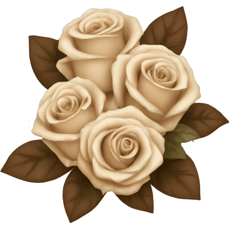 Beige and Brown roses Bouquet with white bow emoji