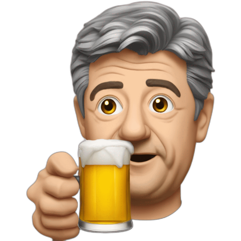 mélenchon qui bois une biere dans sa main emoji