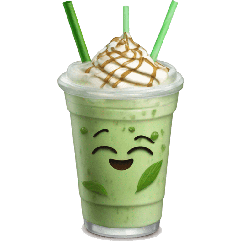 Iced Matcha Latte with Pretty Straw emoji