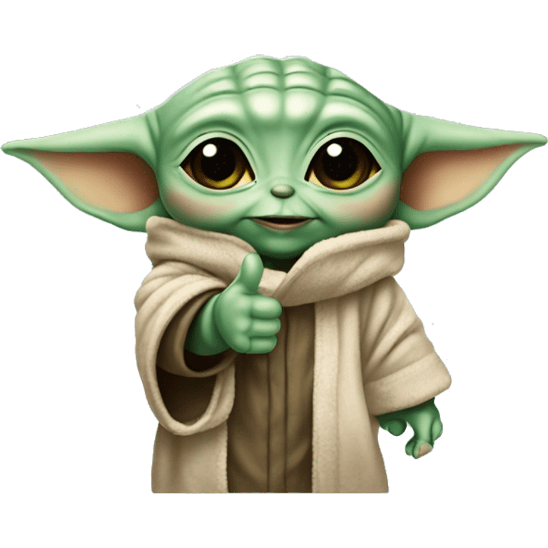 baby yoda shows hypertrophied thumb up emoji