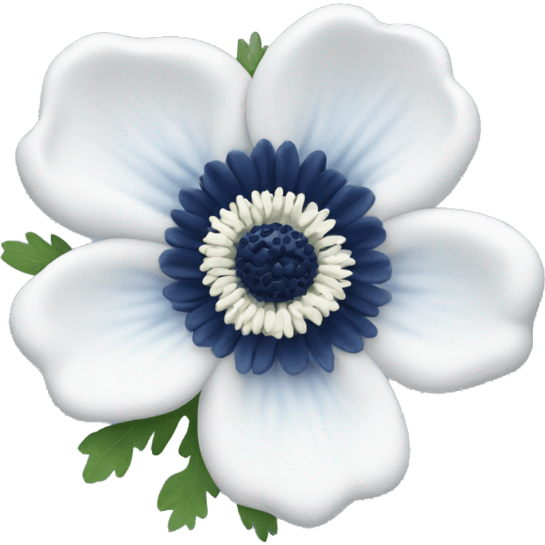 white anemone flower with navy blue center  emoji