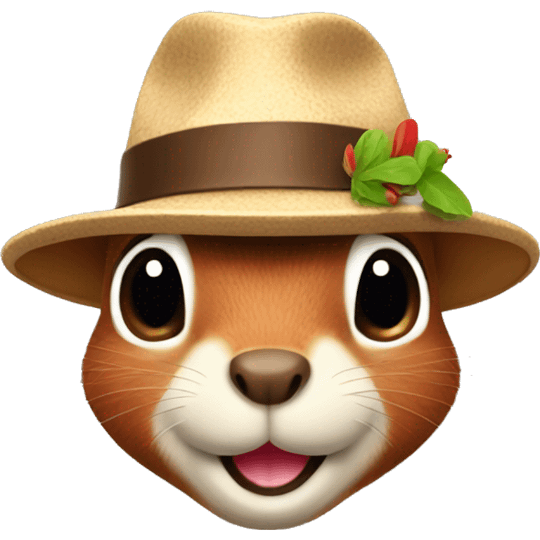 Squirrel with panama hat on head emoji