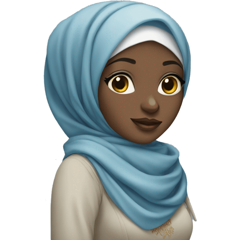 Ultra detailed african hijabi in blue emoji