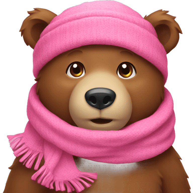 bear wearing pink scarf emoji