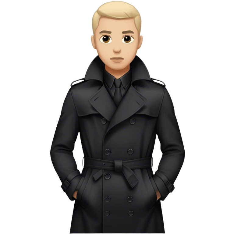 A man shadowy figure in a black trench coat emoji