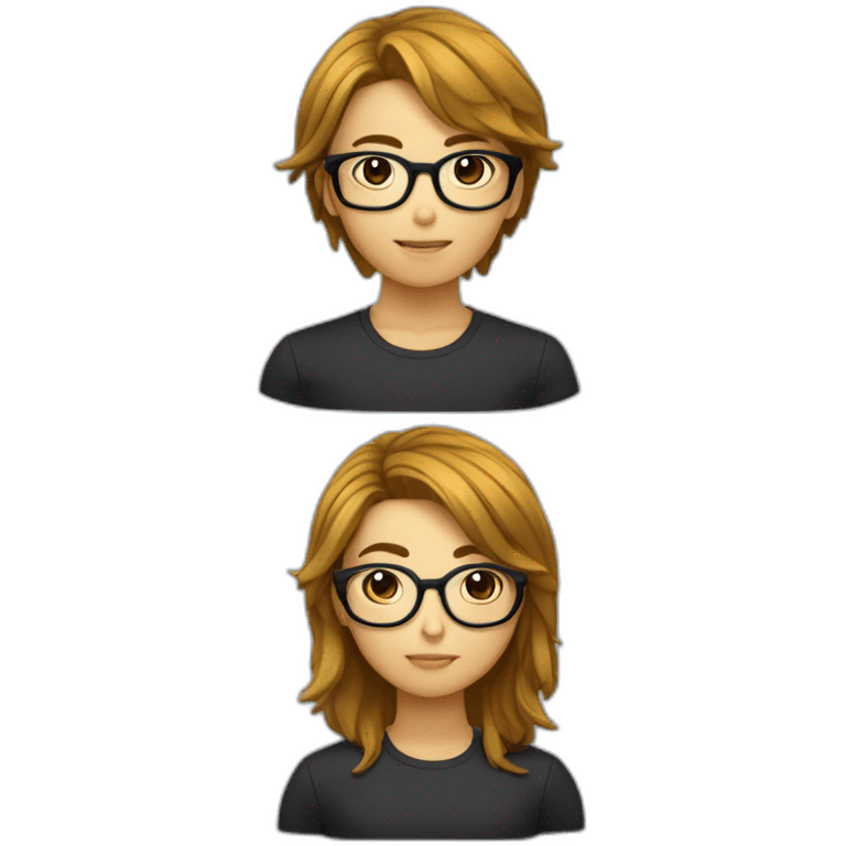 Jeune coréen au cheveux noir mi long avec lunettes emoji