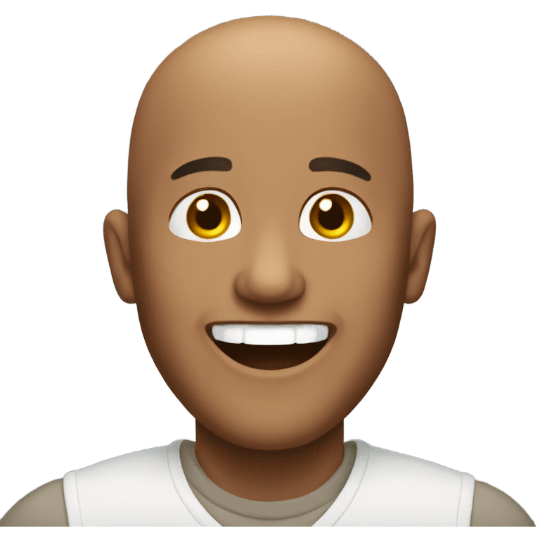 Bald brown man laughing emoji