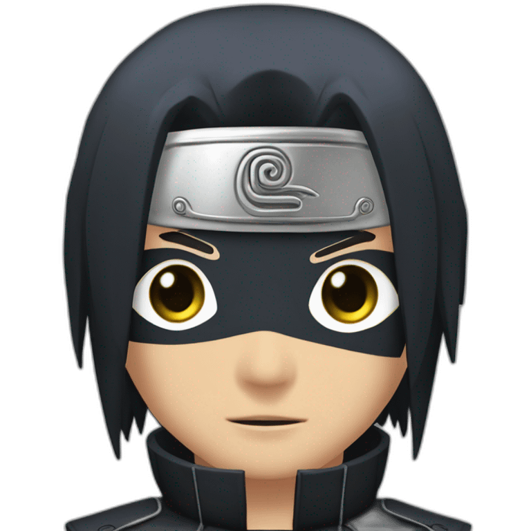 itachi uchiha wearing men silver chain,styled,cool, detailed,sharp emoji