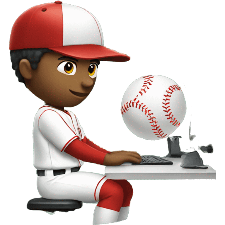 Baseball player using computer emoji