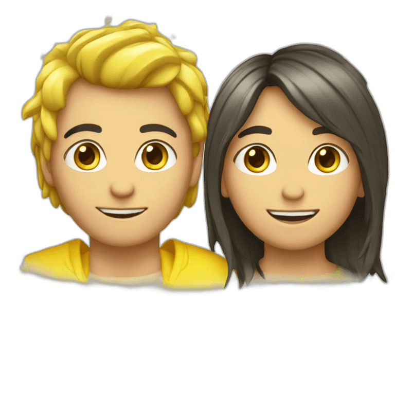 Homme cheveux jaune et yeux arc-en-ciel emoji