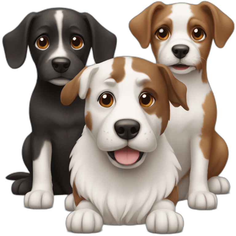 three dogs: one black, one brown and one white emoji