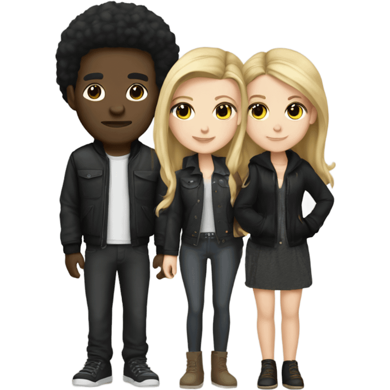 Couple white girl and black man with urban outfit emoji