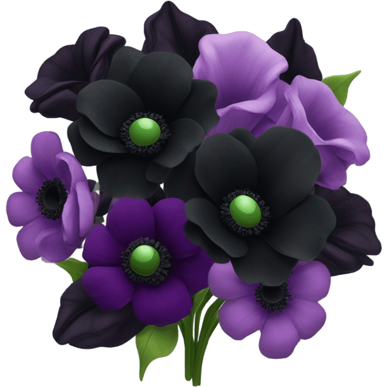 Black flowers bouqet emoji