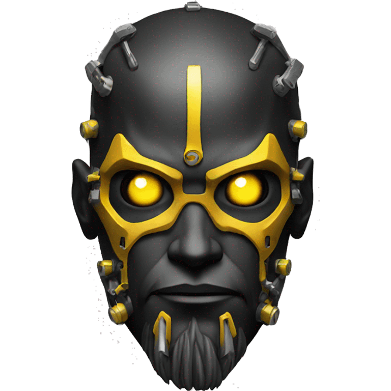 black metal cyborg head with yellow beard emoji