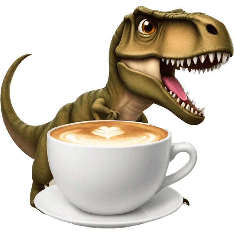 T-Rex holding a Cappuccino emoji