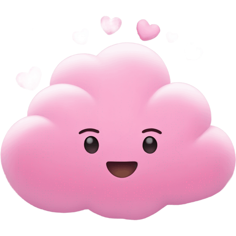 Pink cloud with dangling pink hearts  emoji