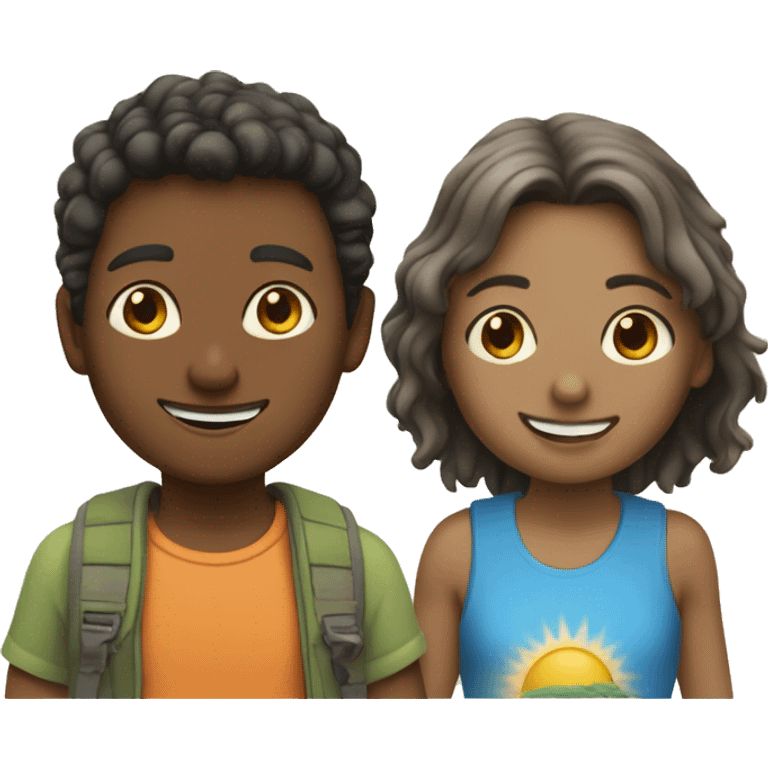 outdoor summer day with boy on the left and girl on the right emoji