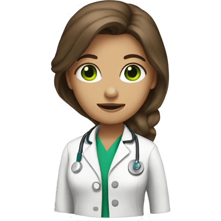 female doctor with green eyes brown long hair  emoji