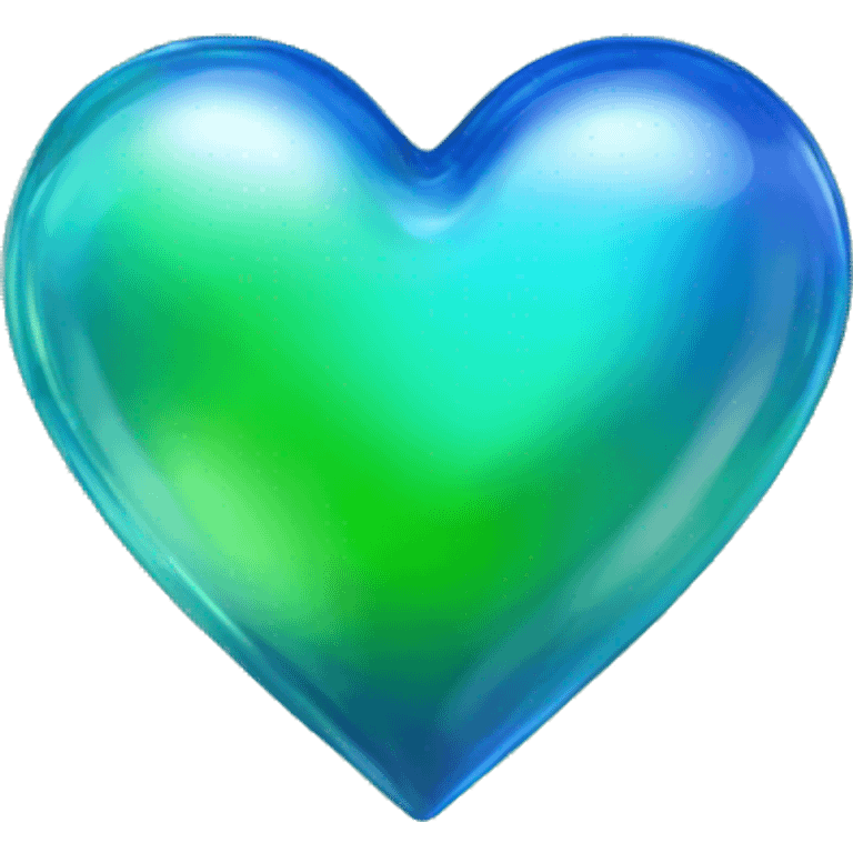 Blue and green shiny glass heart emoji