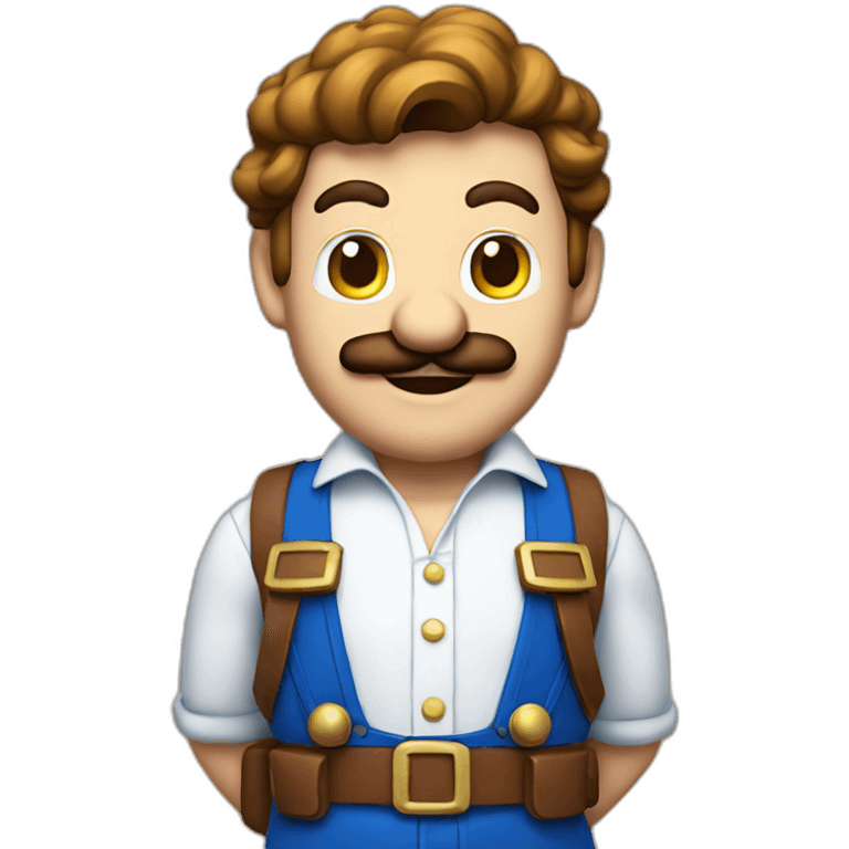 super mario as bavarian with a blue and white shirt emoji