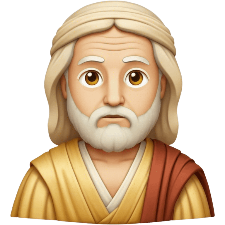 Cinematic Realistic Plato Portrait Emoji, depicted as a wise ancient philosopher with a contemplative expression in classical robes, rendered with soft textures and timeless serene lighting that captures his intellectual legacy. emoji