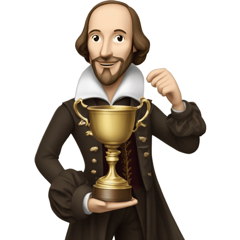 William Shakespeare holds the winner's cup in his hand emoji