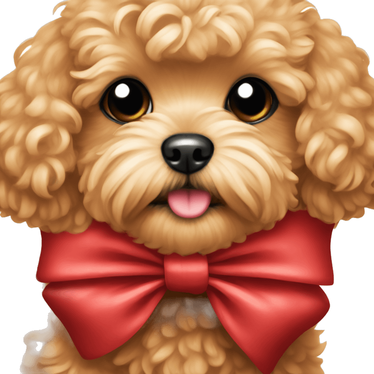 Red Maltipoo with red bow emoji