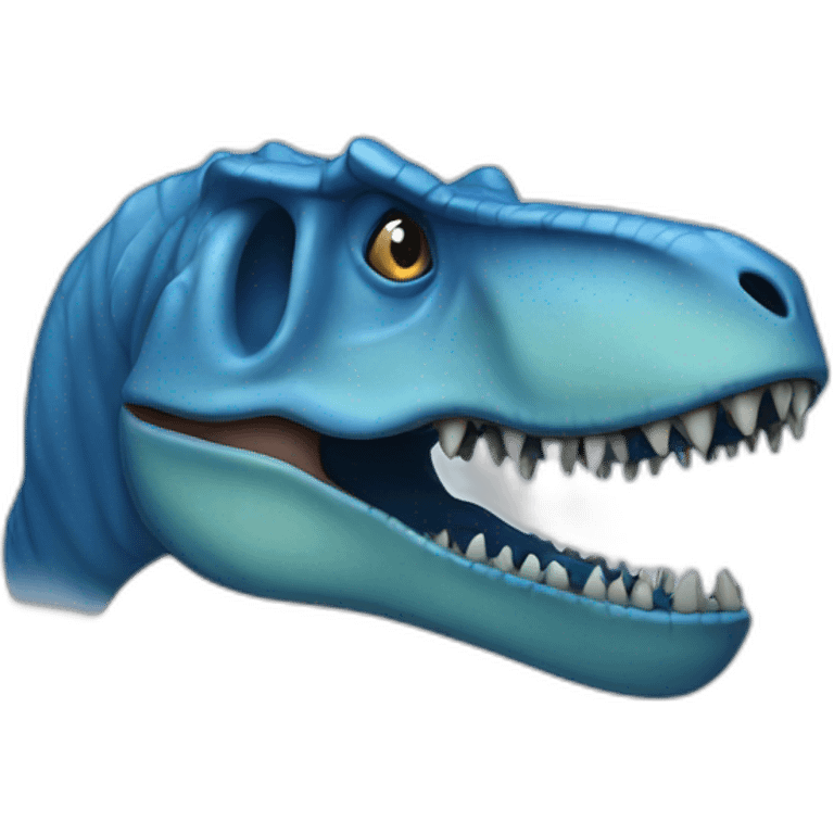 Blue T-rex jawless emoji