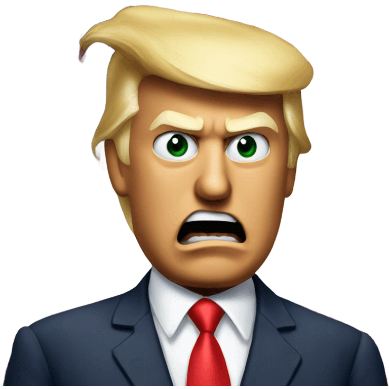 Donald trump angry speaking with US flag on background emoji