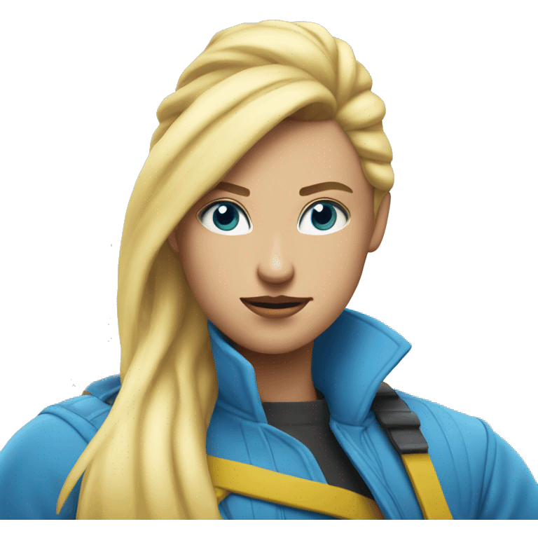 giant blonde ponytail blue yed lady destroys yellow face emoji city emoji