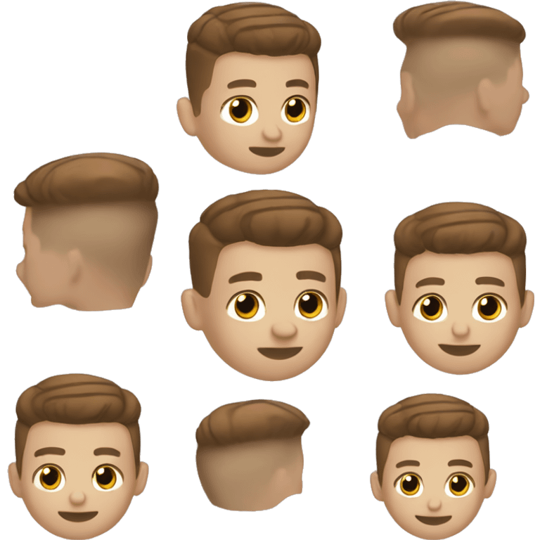 barber fade undercut white skin brown hair emoji