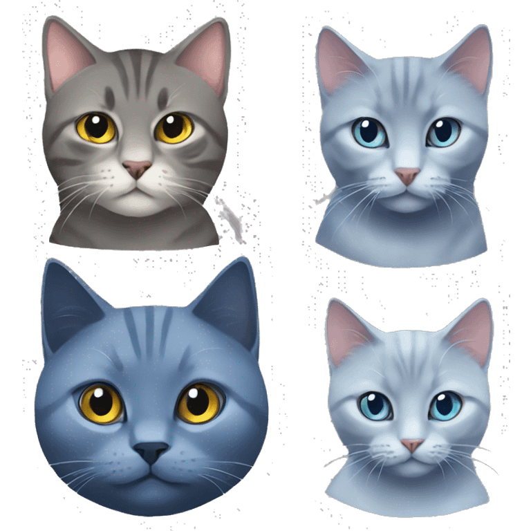 siberian and russian blue cat friends emoji