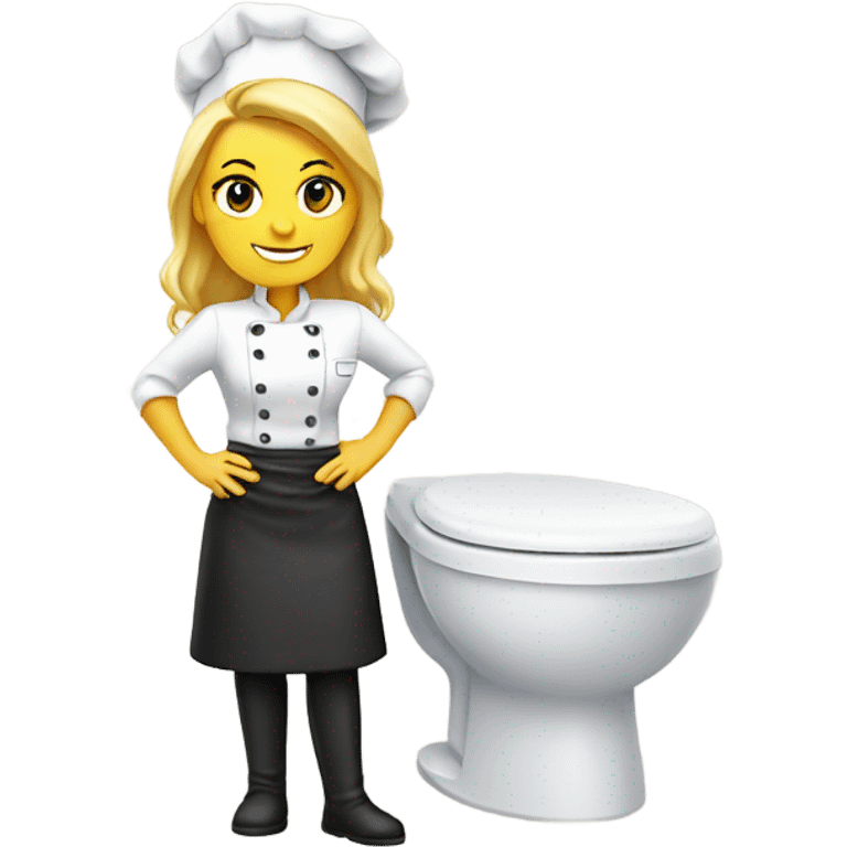 Blonde female chef next to toilet  emoji