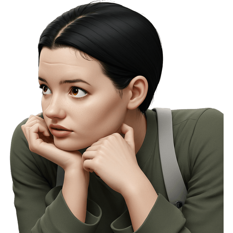 contemplative girl with black hair emoji