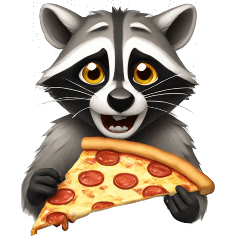 Disgusted raccoon eating pizza emoji