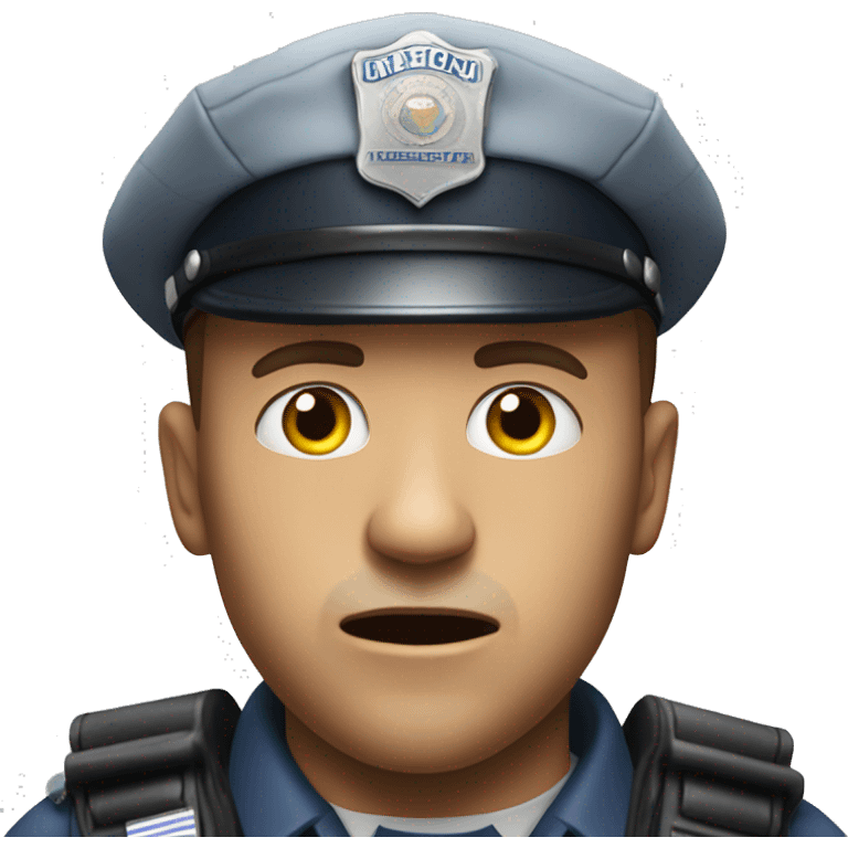 Photorealistic An American policeman is seriously scared emoji