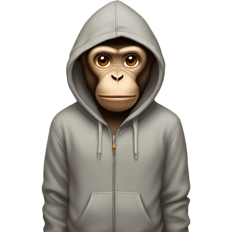 Monkey with a hoodie standing bored  emoji