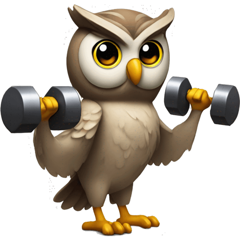 owl lifts dumbbells emoji