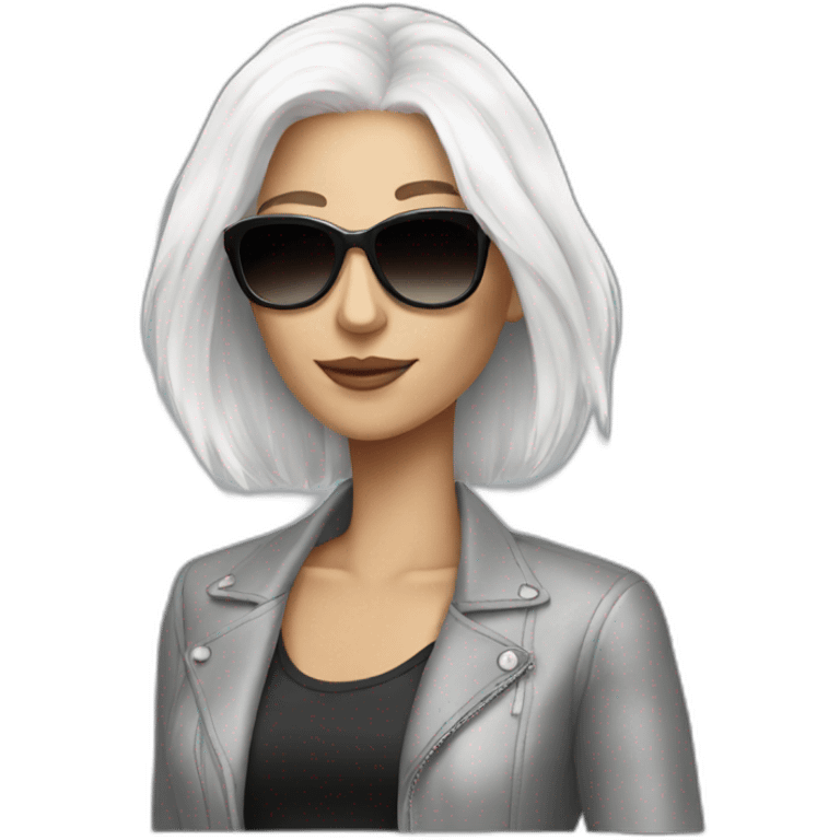 Fashion woman white hair sunglasses emoji