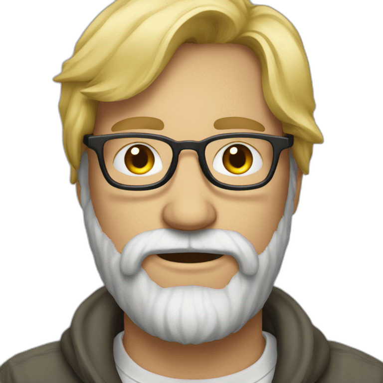 Homeless A blond man with a beard wears glasses emoji