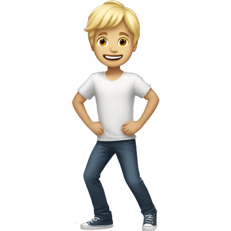 Boy with blond hair dancing emoji