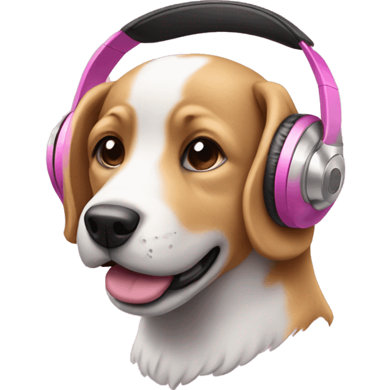 Dog with headphones in pink emoji