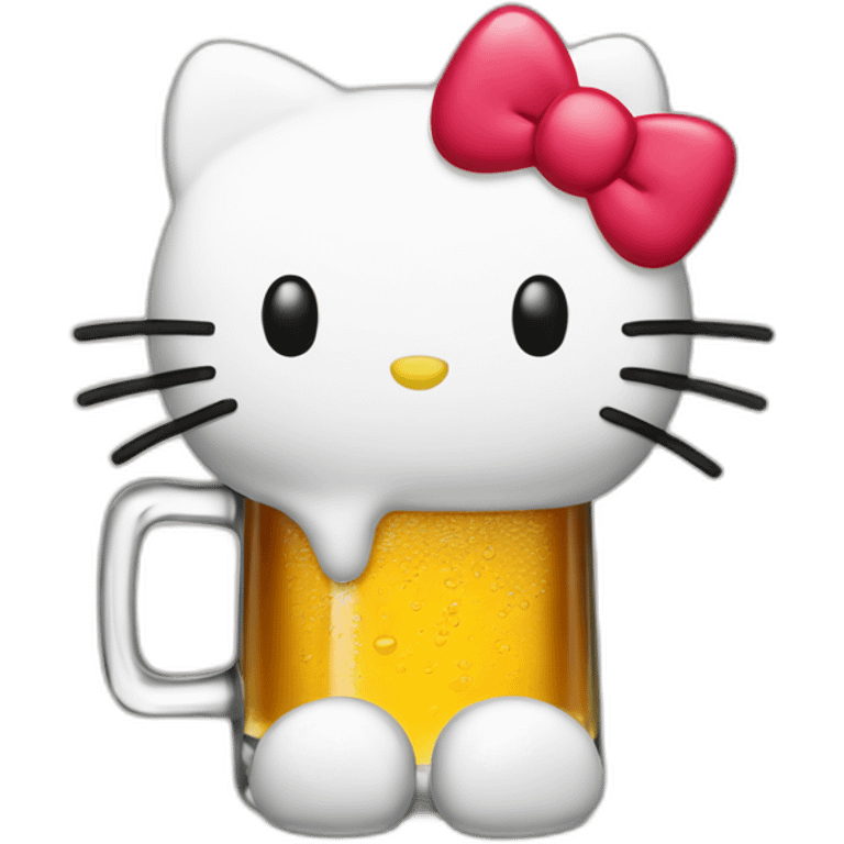 Hello Kitty with a beer emoji