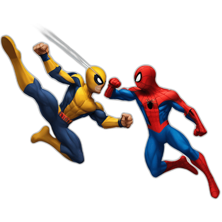 Spiderman fighting against wolverine emoji