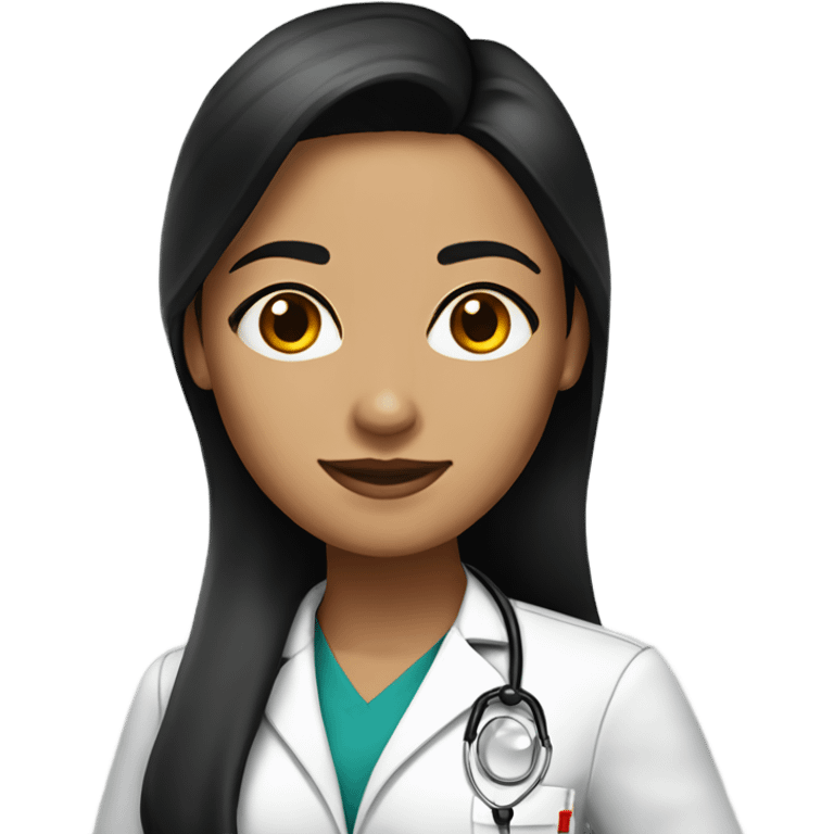 woman with light medium skin and medium length black straight hair wearing doctor uniforms emoji