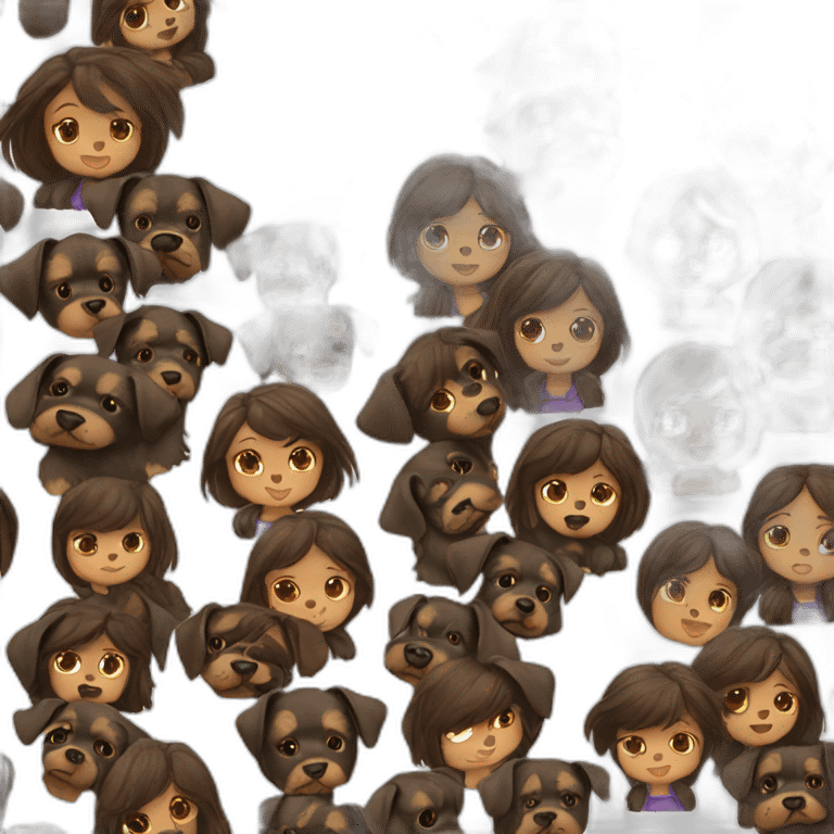 Girl brown hair and black little dog emoji