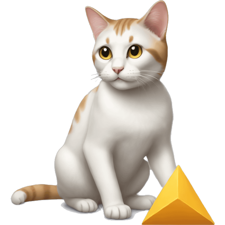 cat playing the triangle emoji