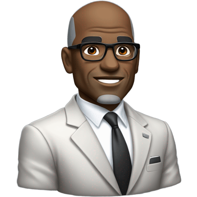 old deon sanders with small round face and suit and glasses and buzz cut and small eyes and over 50 small gray bearded receding hairline and small black eyes and wrinkled forehead emoji