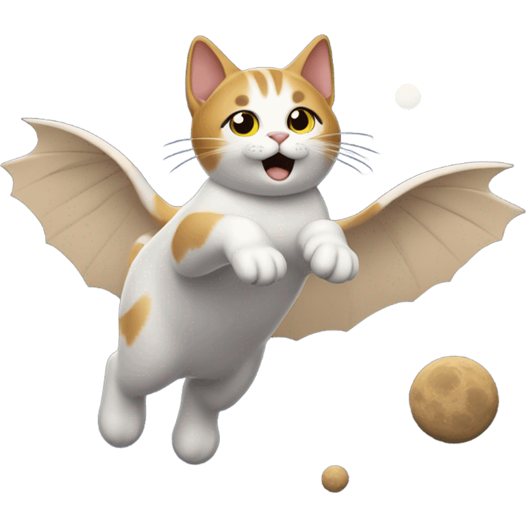 The cat is flying on the moon emoji