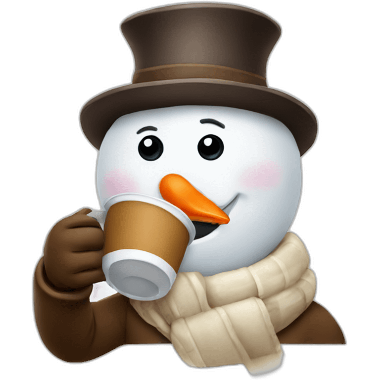 snowman drinking coffee emoji